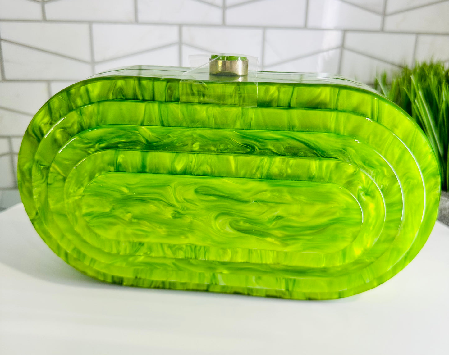 Lemon Green Luxury Acrylic Evening Purse