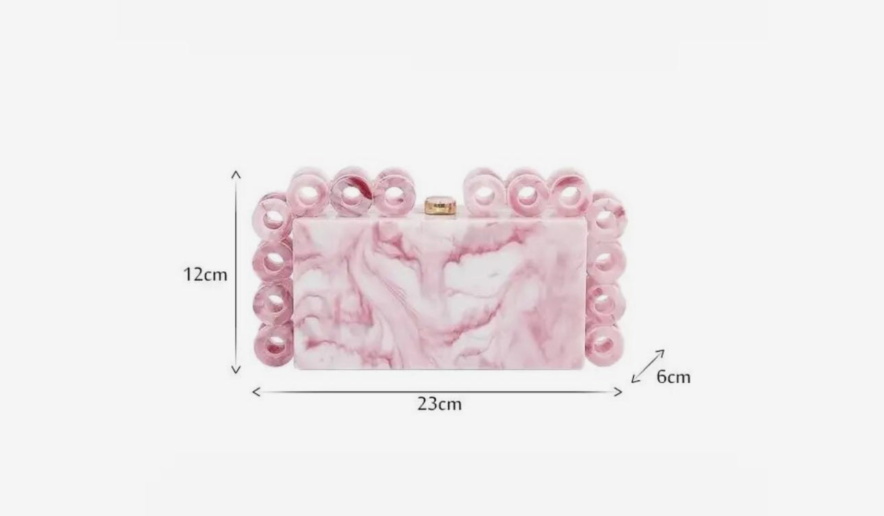 Marble Acrylic Small Ring Evening Clutch Purse