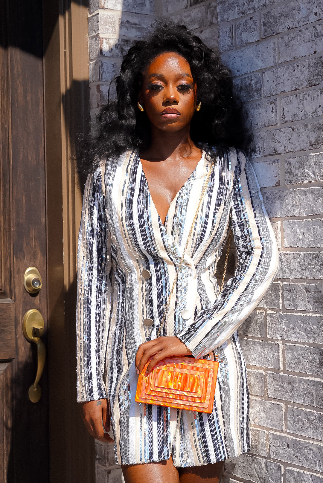 Multi-layer Acrylic Orange Evening Purse