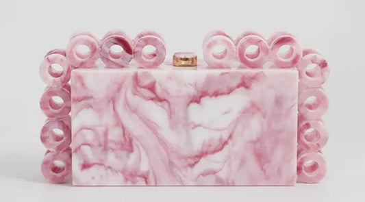 Marble Acrylic Small Ring Evening Clutch Purse
