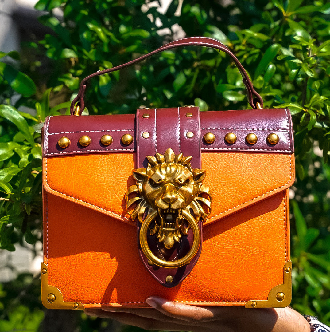 Orange Lion Head Purse