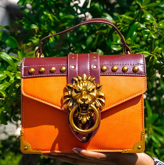 Orange Lion Head Purse