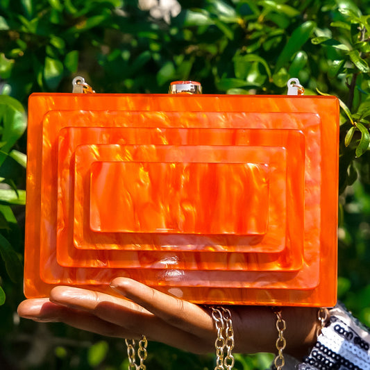 Multi-layer Acrylic Orange Evening Purse