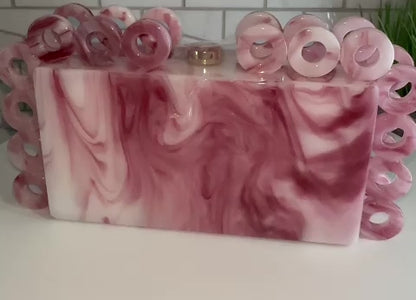 Marble Acrylic Small Ring Evening Clutch Purse